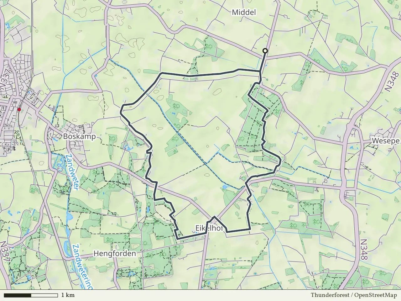 Groene route vanaf Middel, Salland