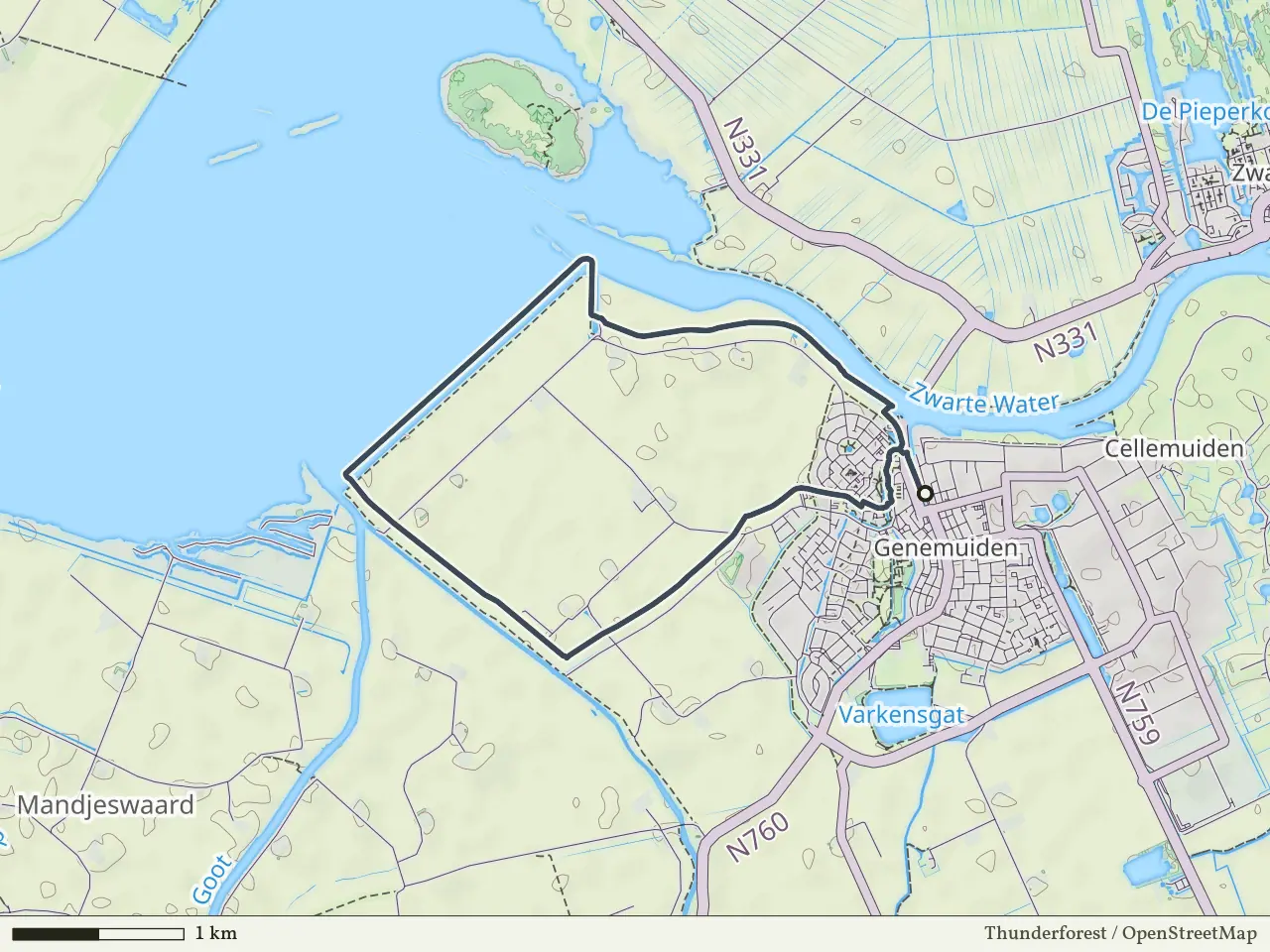 Paarse route vanaf Genemuiden, IJsseldelta