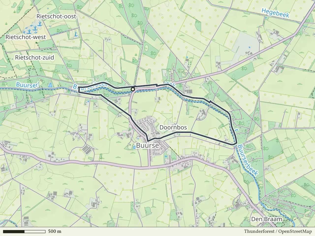 Gele route vanaf Oortjesbrug, Buurse