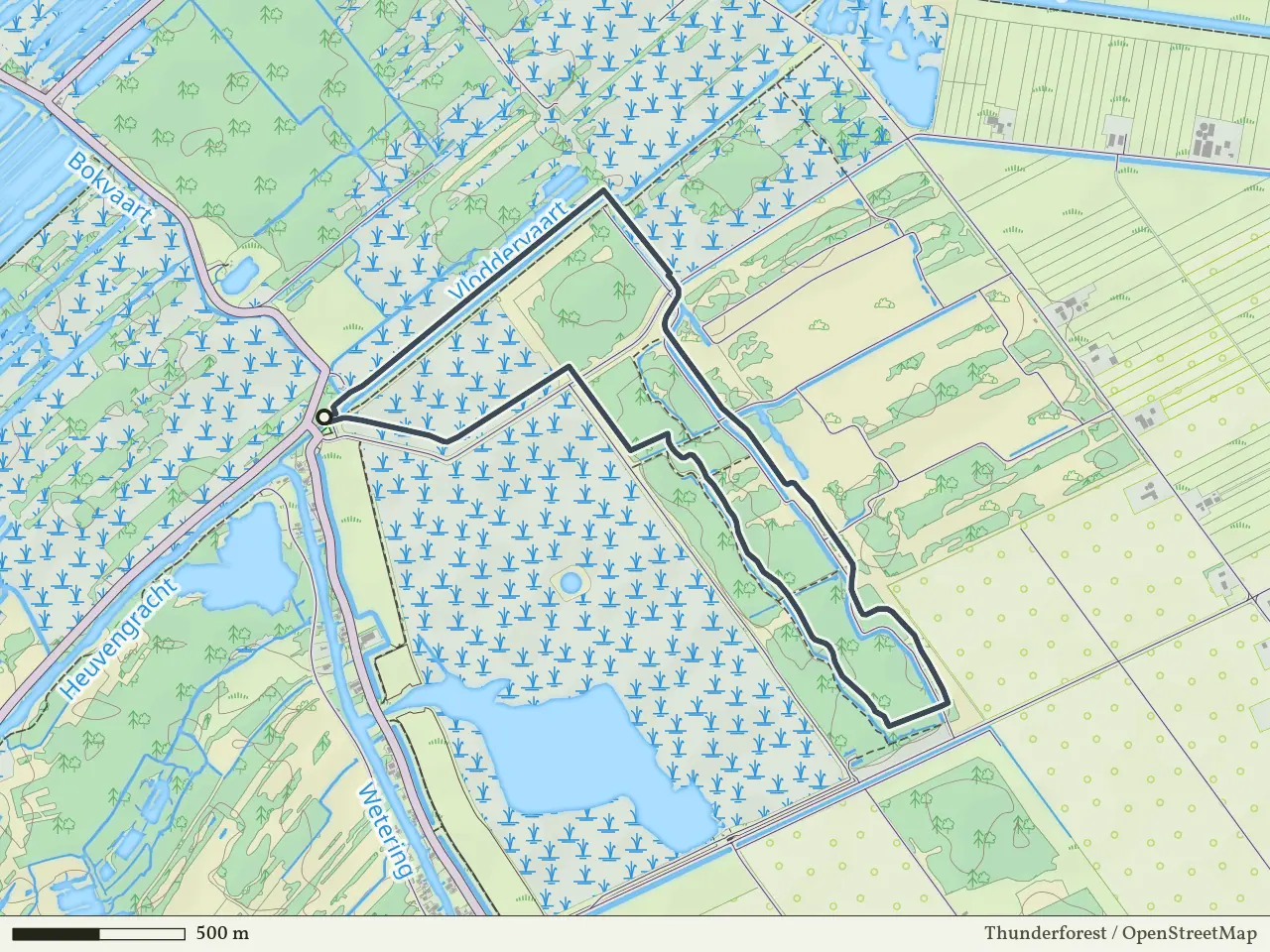 Blauwe route vanaf Flodderbrug, Wetering