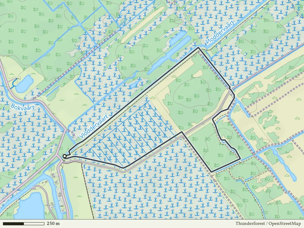 Oranje route vanaf Flodderbrug, Wetering