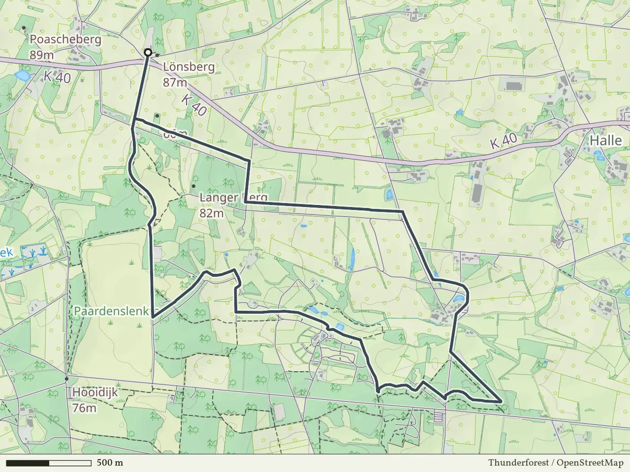 Blauwe route vanaf Hesingen, Halle