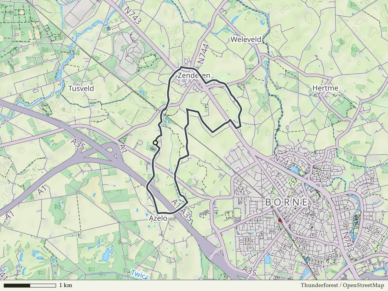 Gele route vanaf Zwanenhof, Zenderen