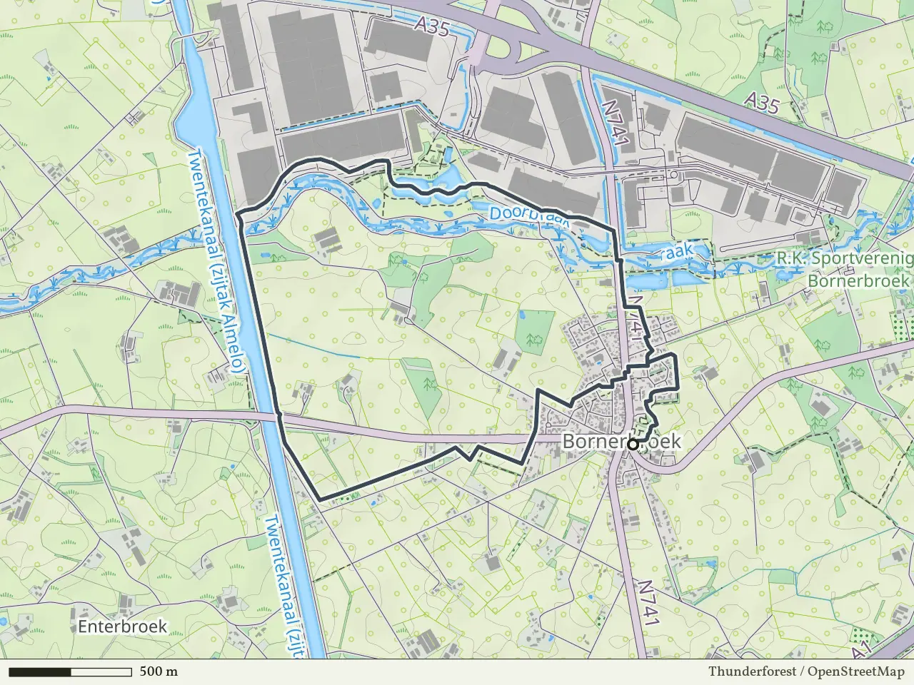 Rode route vanaf Bornerbroek, Zenderen