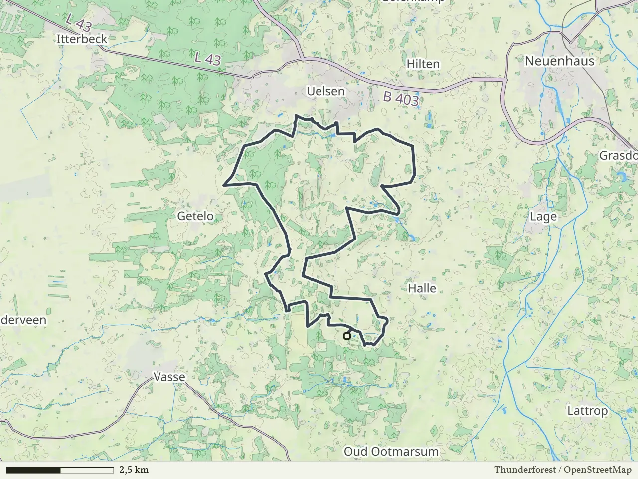 Paarse route vanaf Springendal, Hezingen