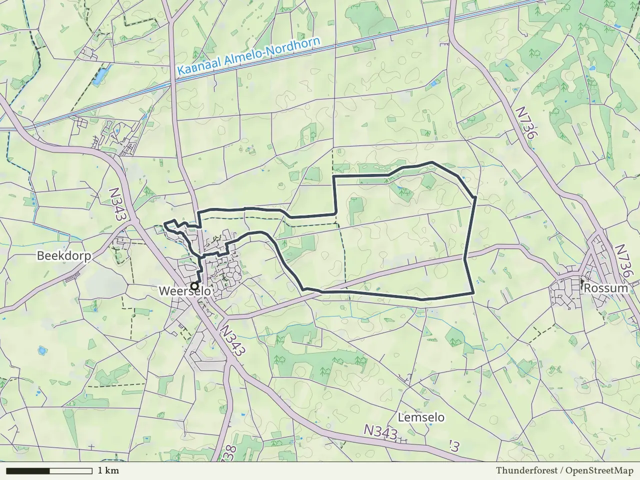 Gele route vanaf Weerselo, Rossum