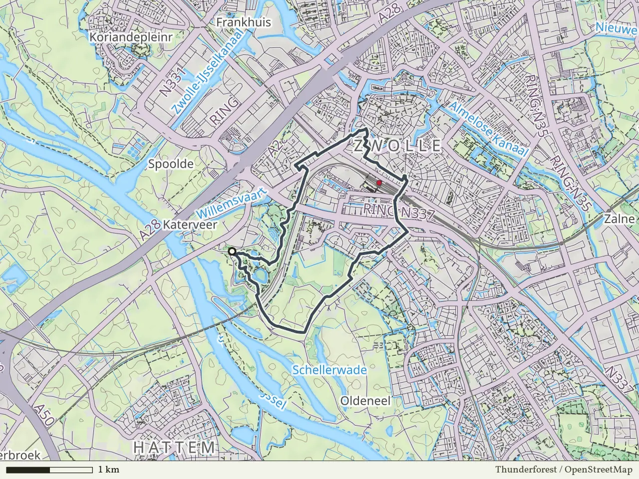 Paarse route vanaf Engelse Werk, Zwolle