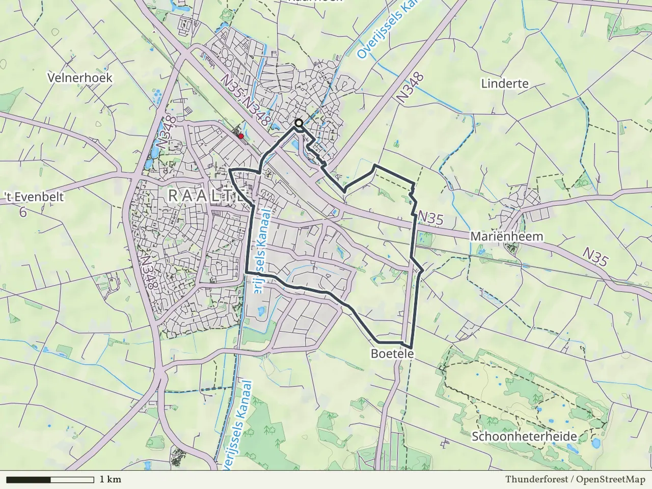 Paarse route vanaf Het Raan, Raalte