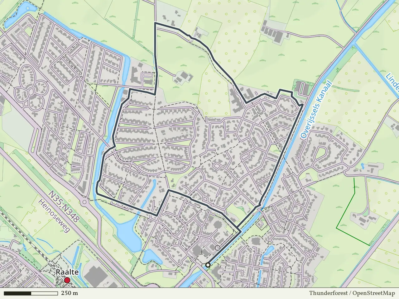 Rode route vanaf Het Raan, Raalte