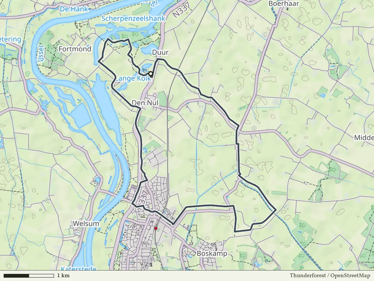 Paarse route vanaf Infocentrum Den Nul, Olst