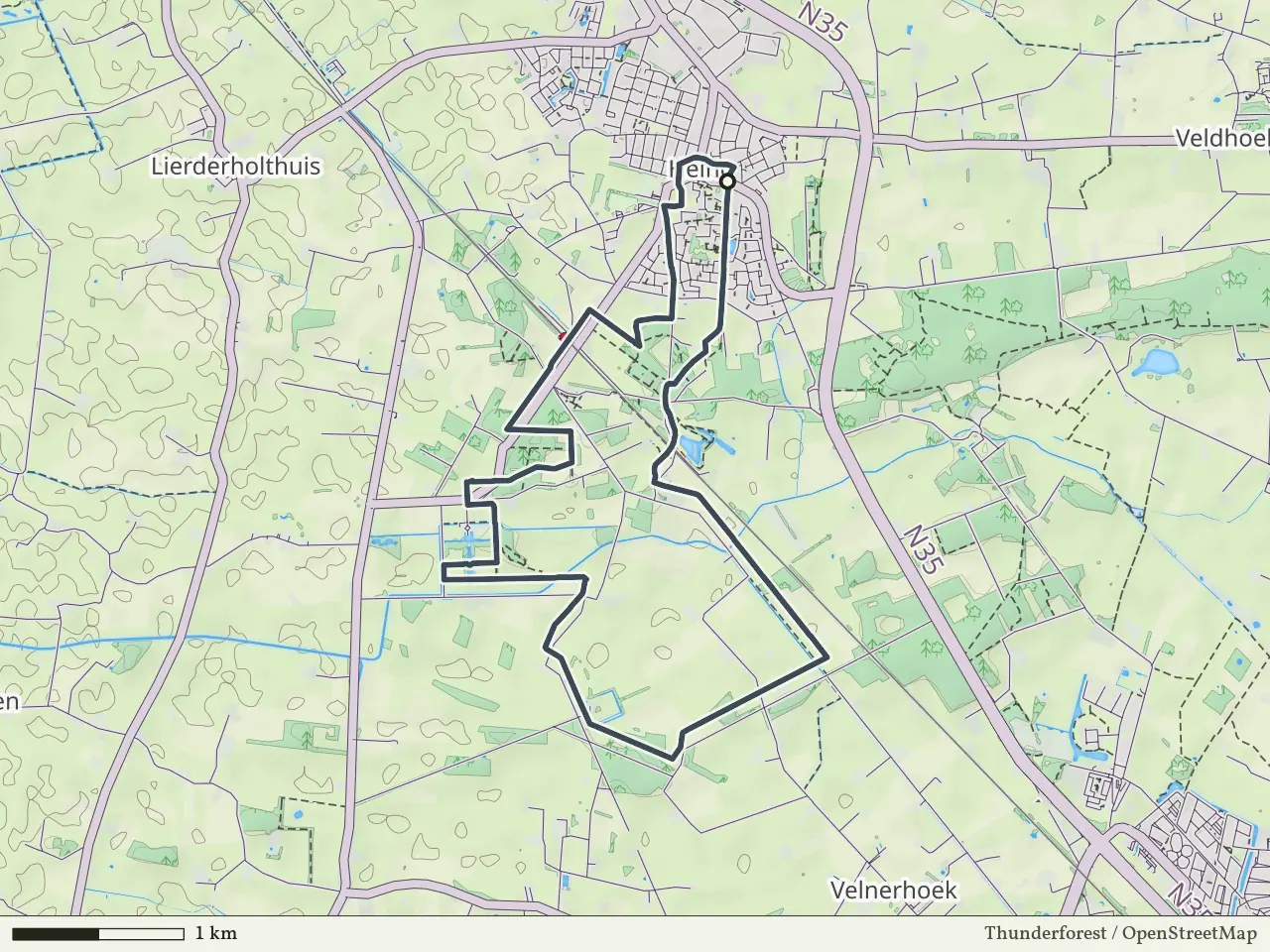 Rode route vanaf Heino, Salland