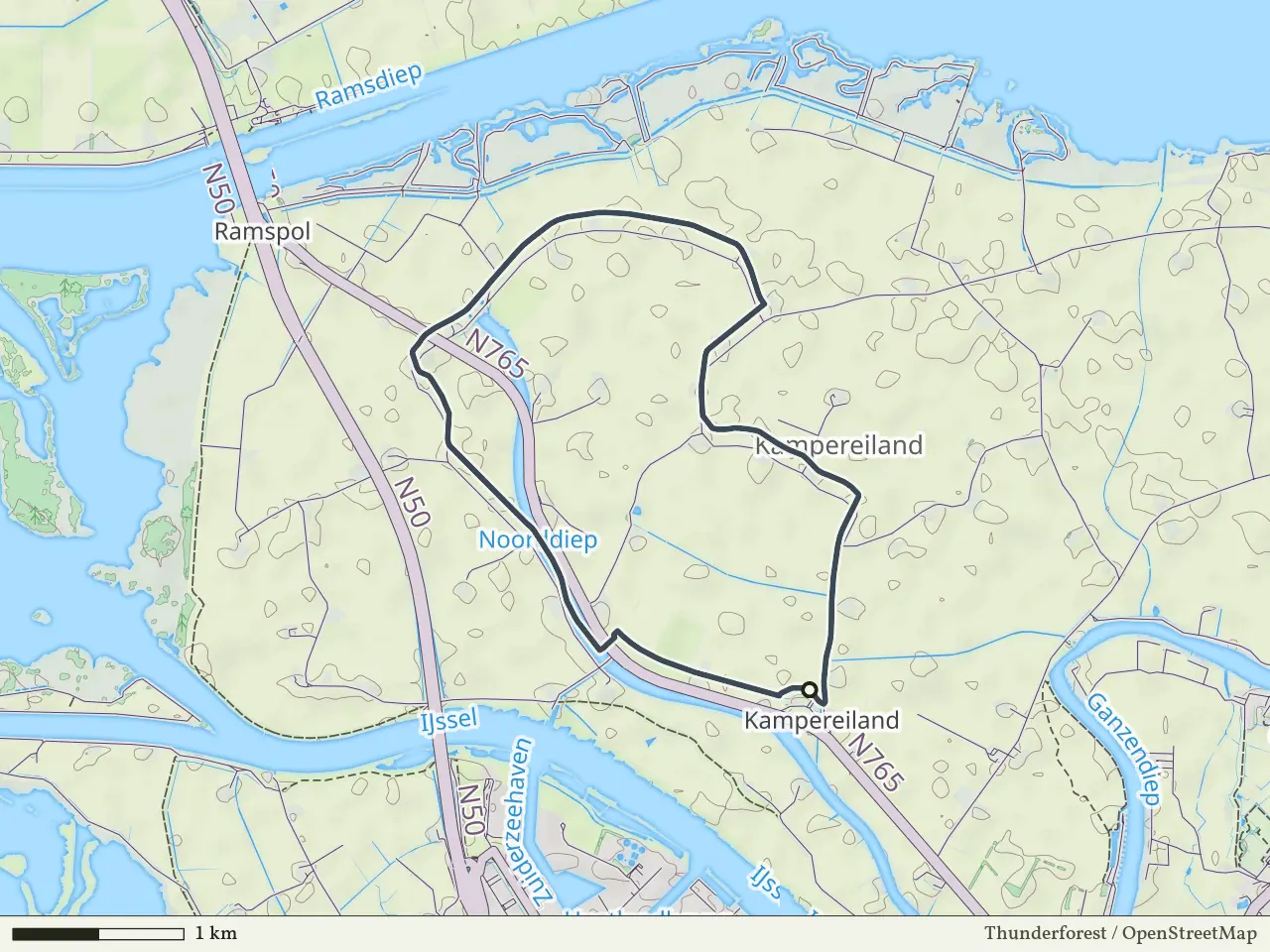 Groene route vanaf Kampereiland, Kampen