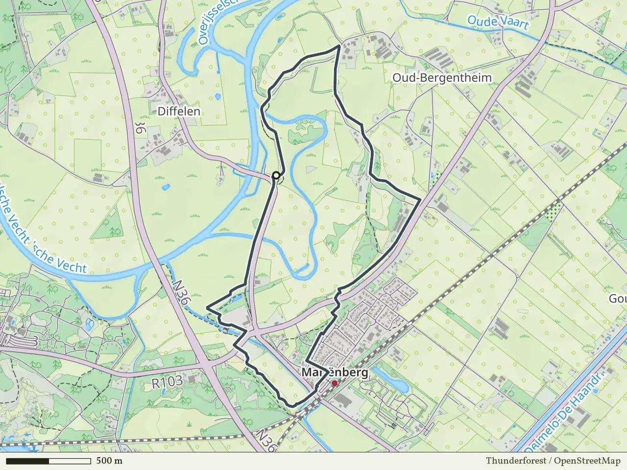 Rode route vanaf Diffelen, Hardenberg Oost