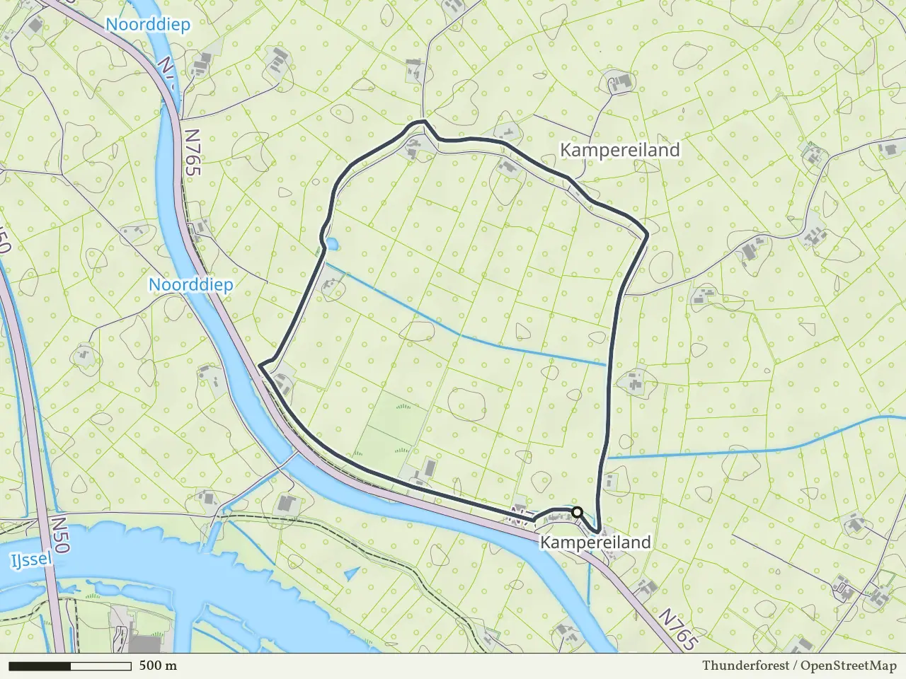 Rode route vanaf Kampereiland, Kampen