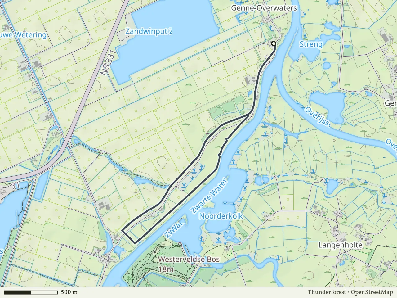 Paarse route vanaf Kijk In De Vecht, Hasselt