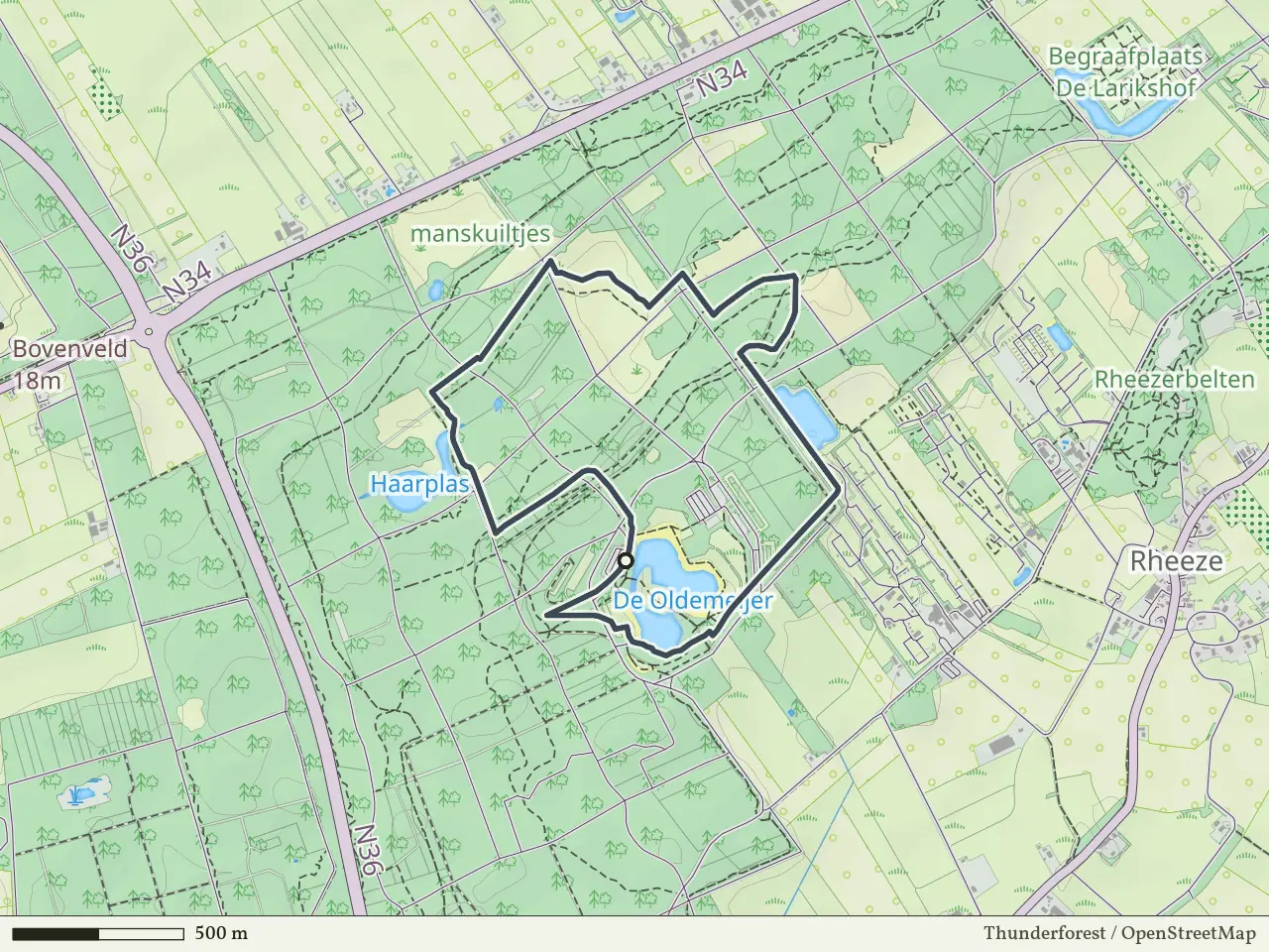 Rode route vanaf De Oldemeijer, Rheeze