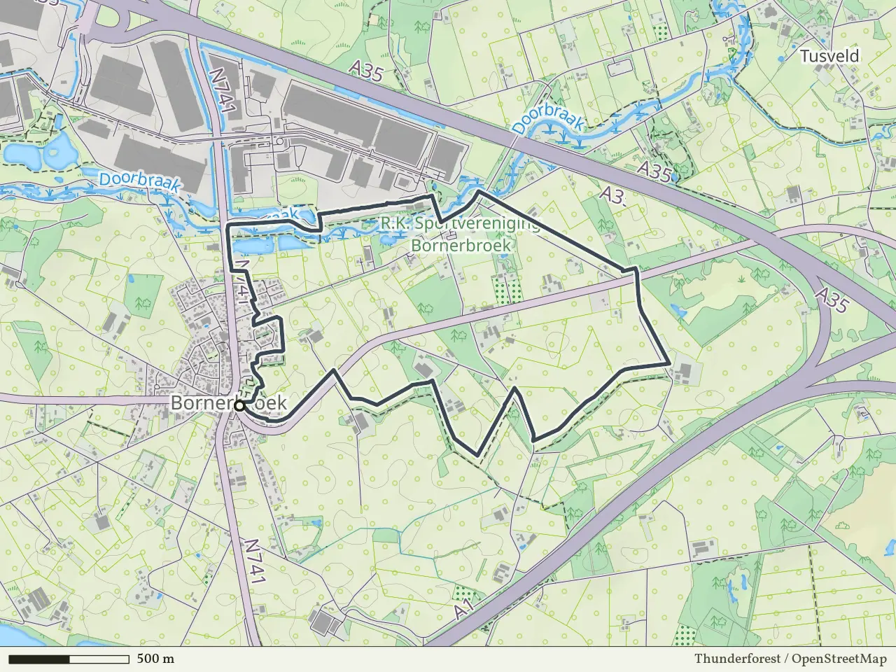Gele route vanaf Bornerbroek, Zenderen