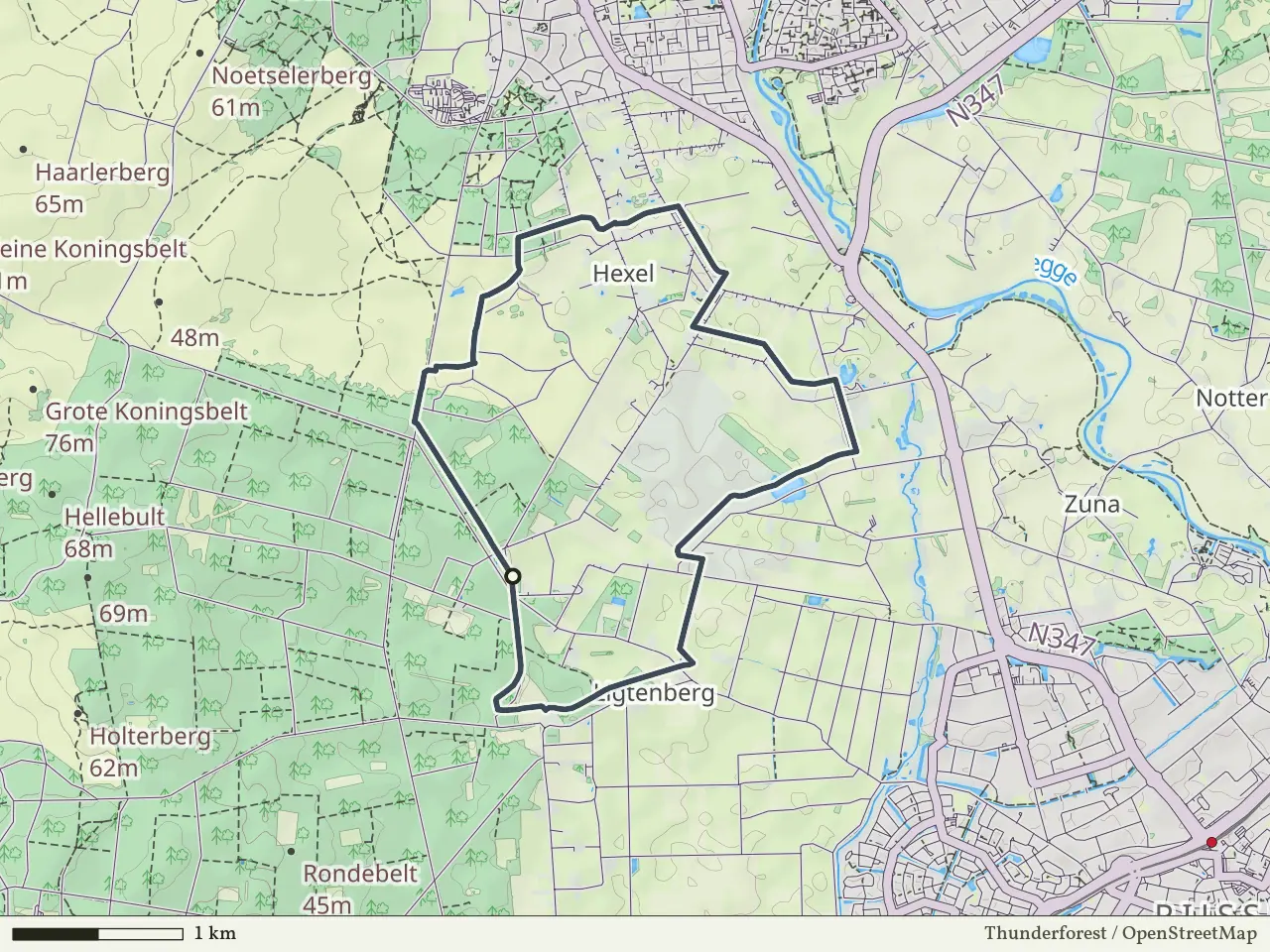 Rode route vanaf Ligtenberg, Rijssen