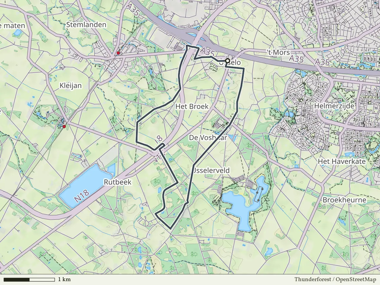 Gele route vanaf Usselo, Enschede