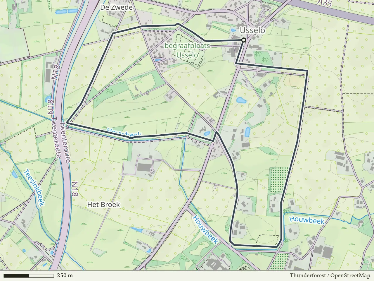 Rode route vanaf Usselo, Enschede