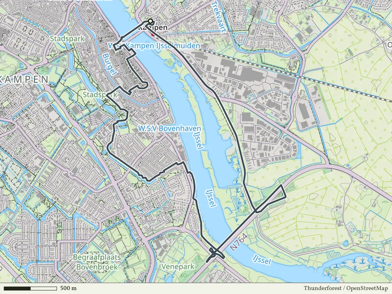 Gele route vanaf Kampen-Station, Kampen