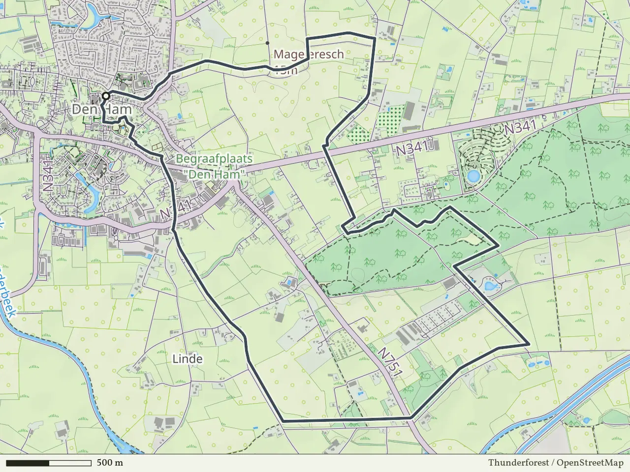 Rode route vanaf Den Ham, Twenterand