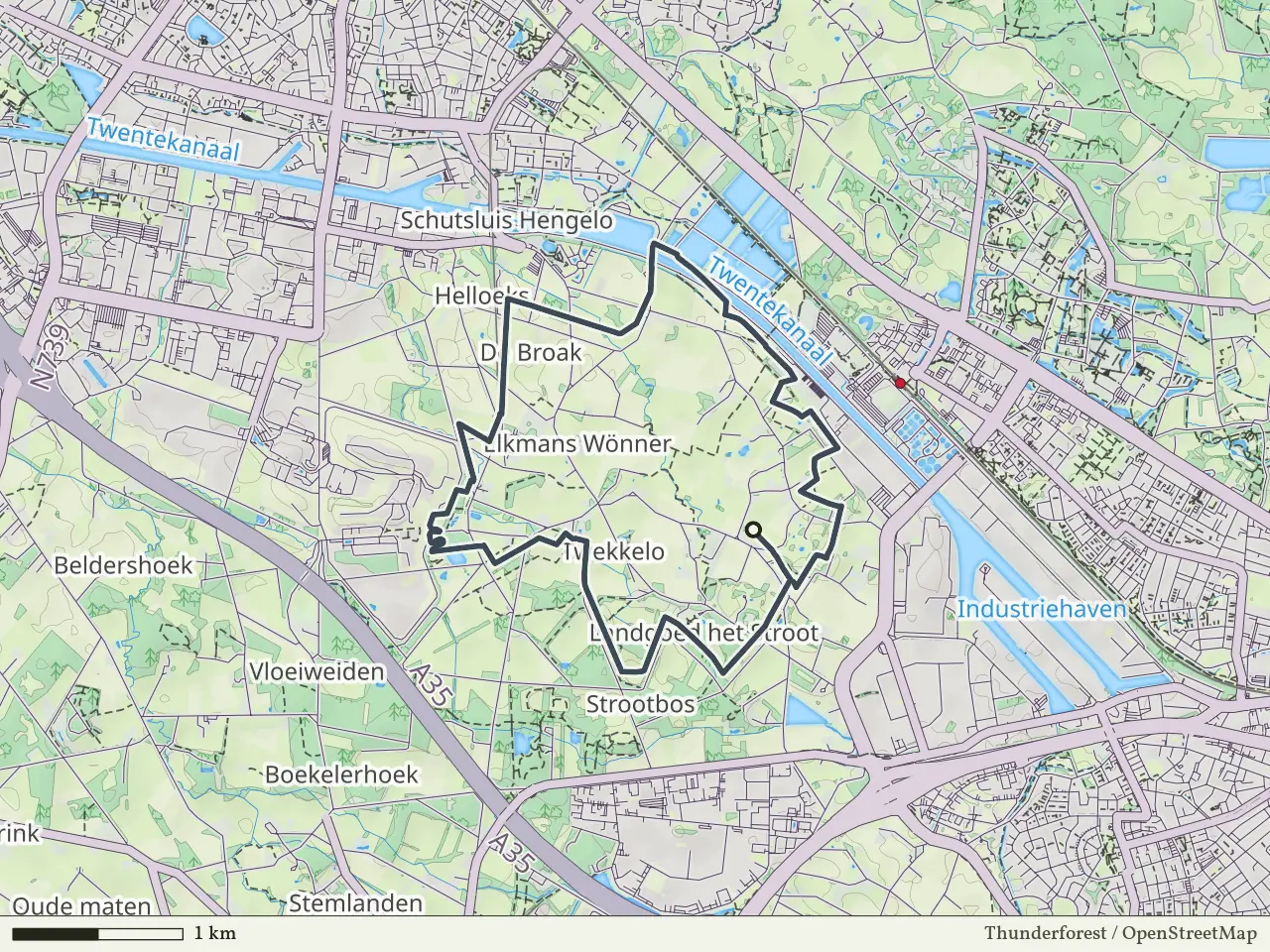 Oranje route vanaf Twekkelo, Enschede