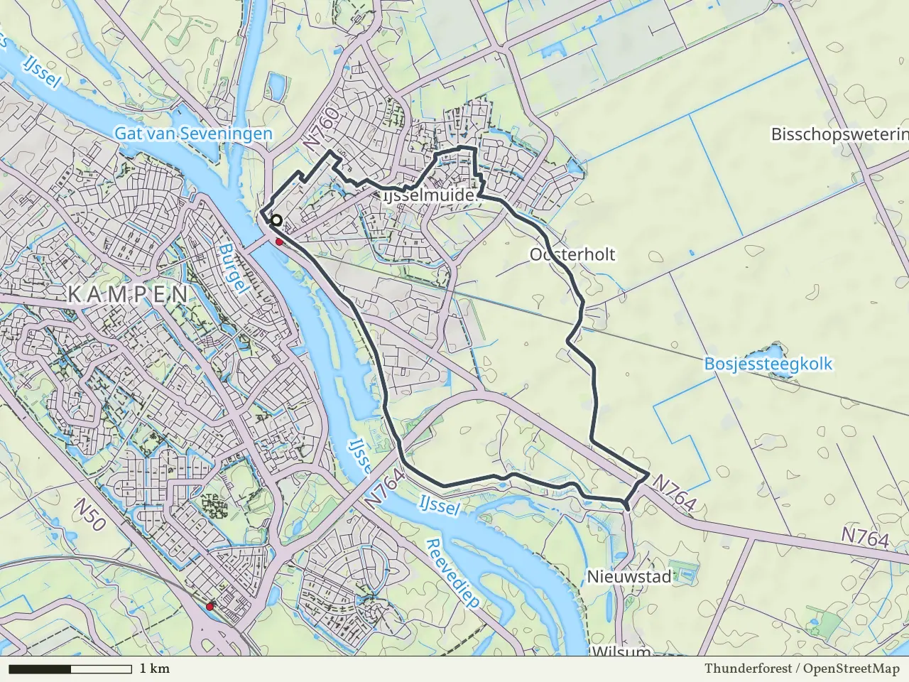 Groene route vanaf Kampen-Station, Kampen