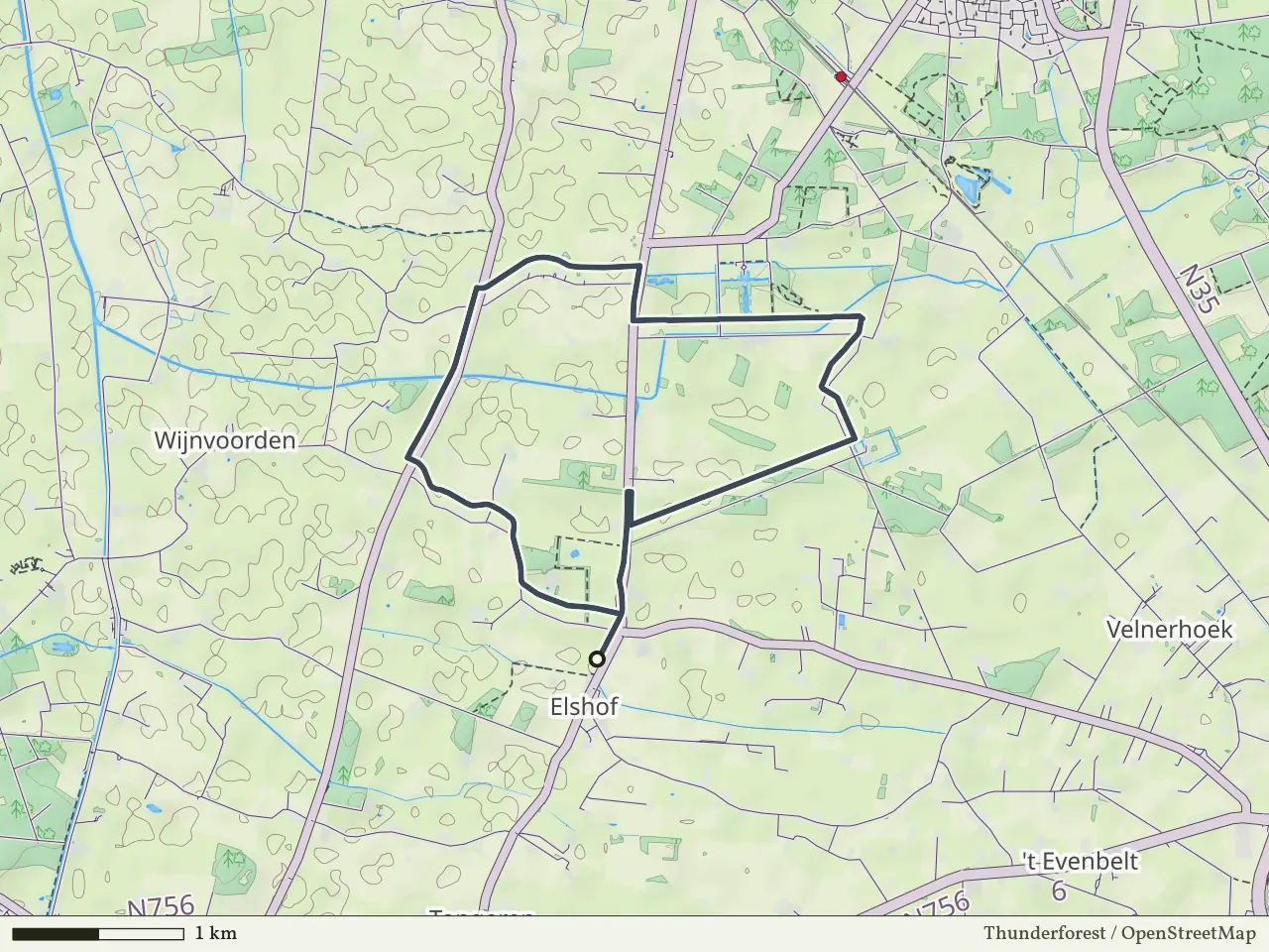 Paarse route vanaf Elshof, Salland