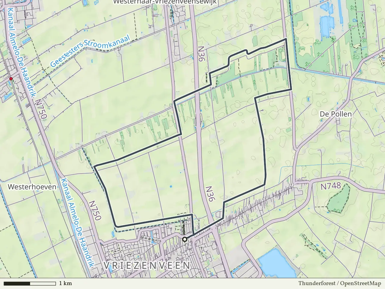 Groene route vanaf Vriezenveen, Vriezenveen