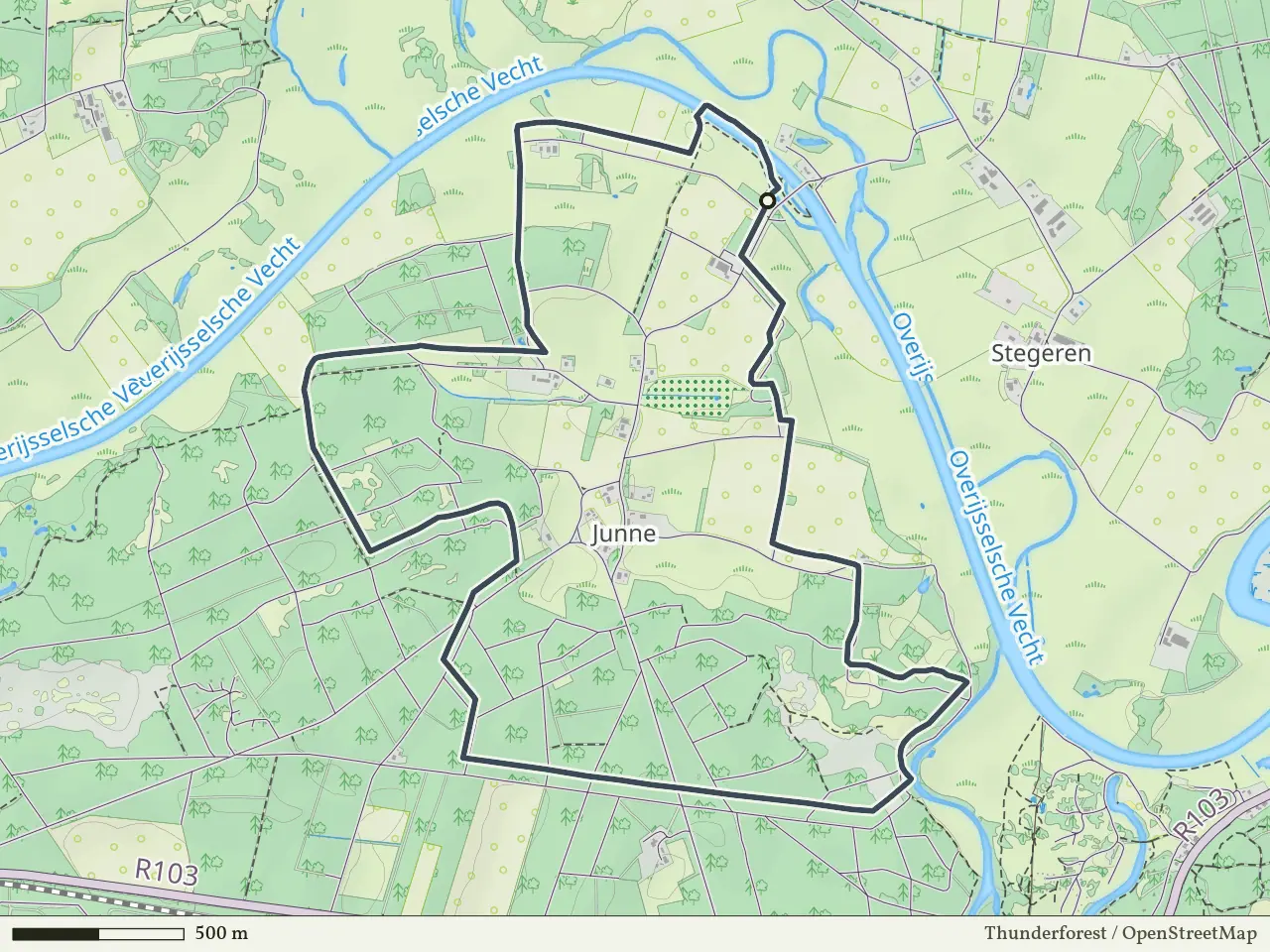 Gele route vanaf Stuw Junne, Ommen