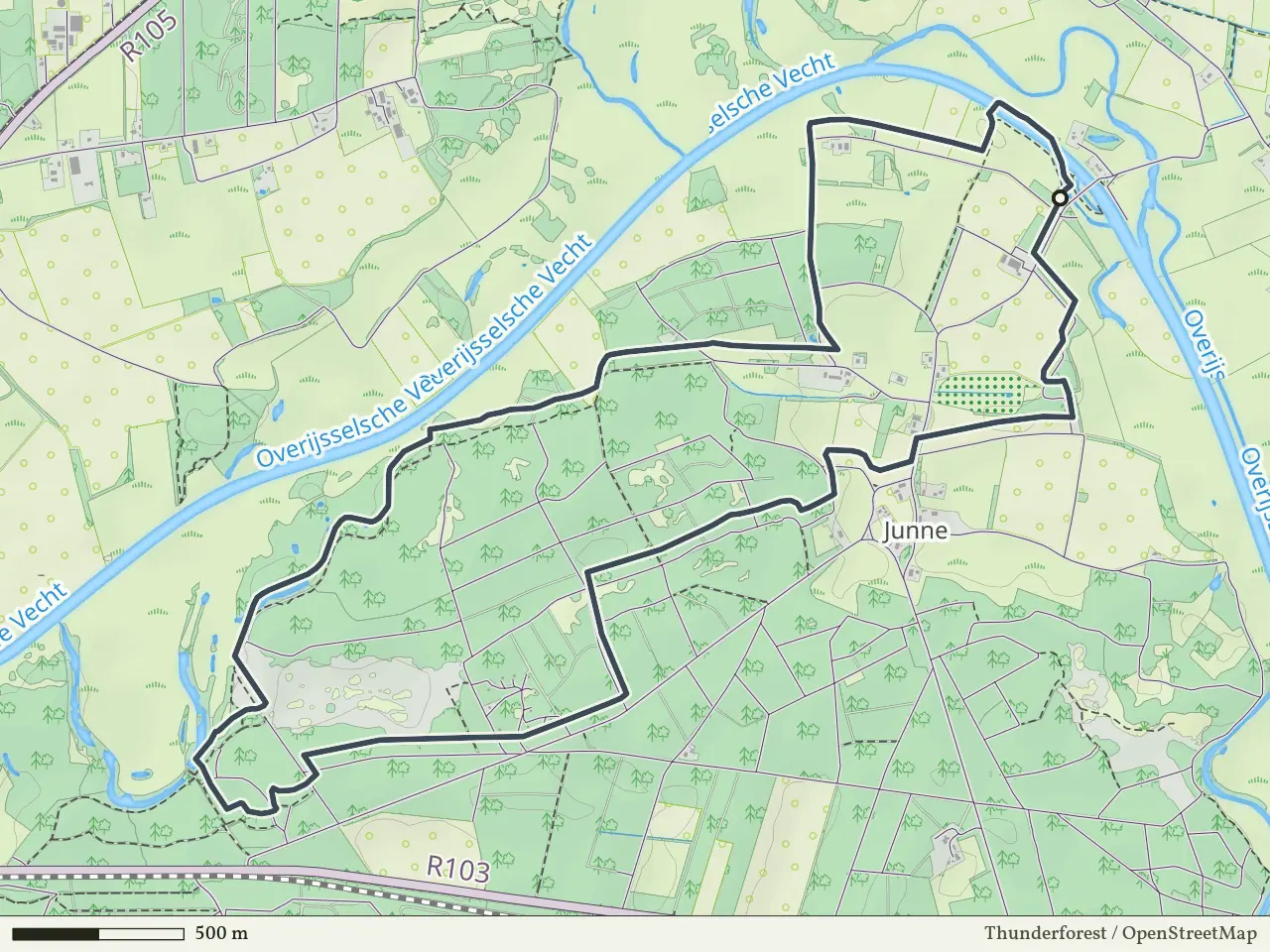 Paarse route vanaf Stuw Junne, Ommen