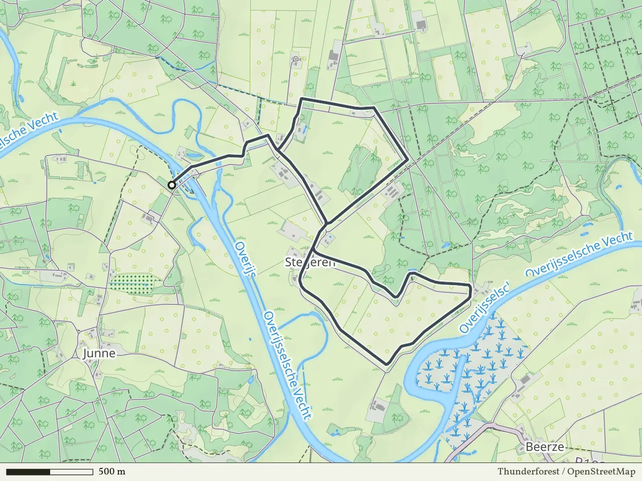 Rode route vanaf Stuw Junne, Ommen