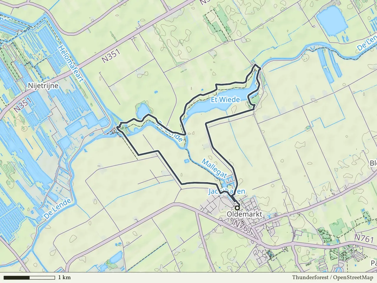 Blauwe route vanaf Oldemarkt, Weerribben-Wieden