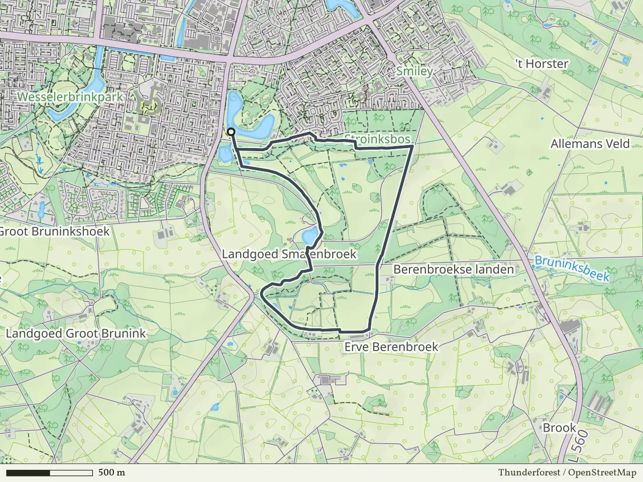 Rode route vanaf Smalenbroek, Enschede