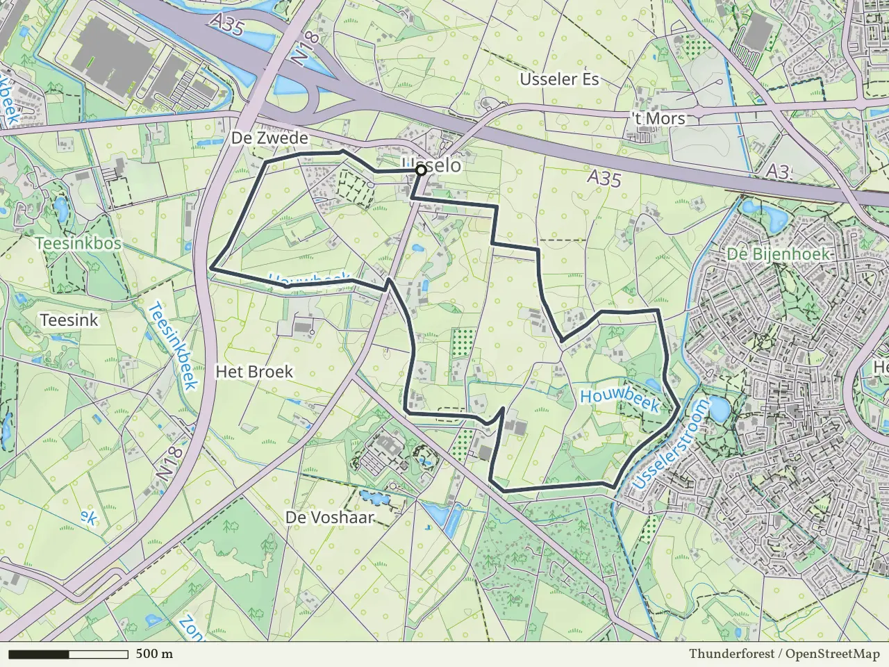 Blauwe route vanaf Usselo, Enschede