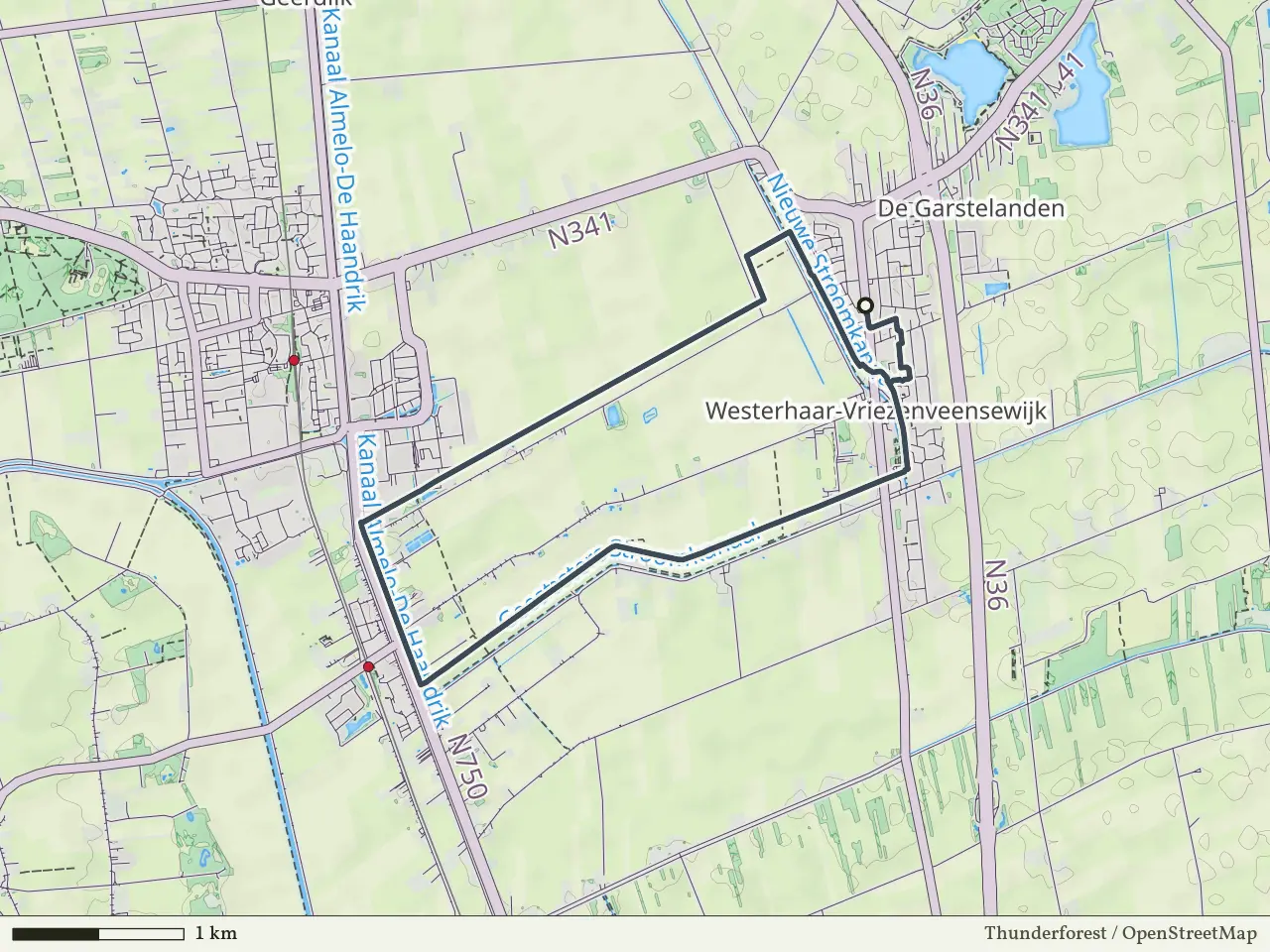 Rode route vanaf Westerhaar-Vriezenveensewijk, Twenterand