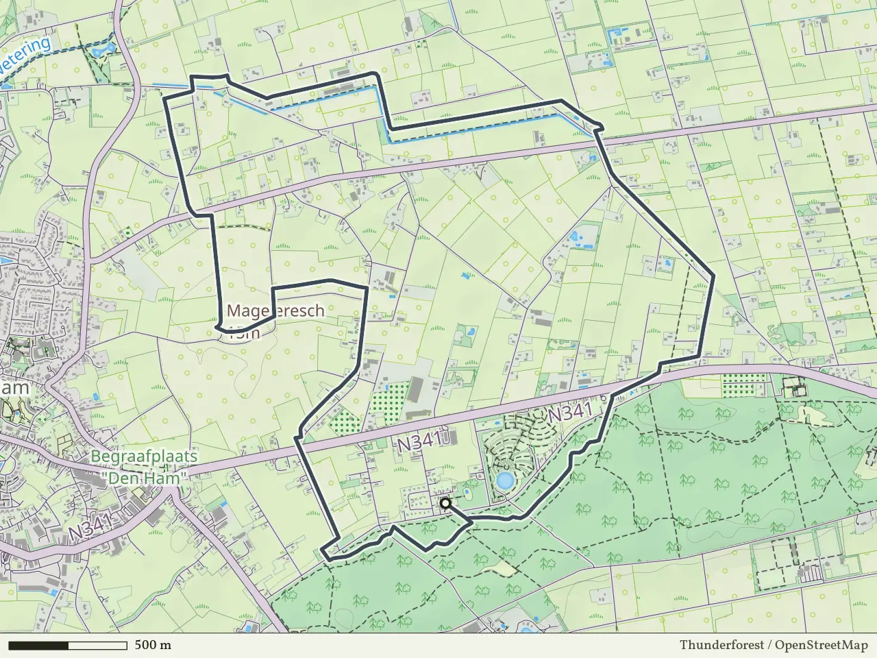 Groene route vanaf Zandstuve, Den Ham