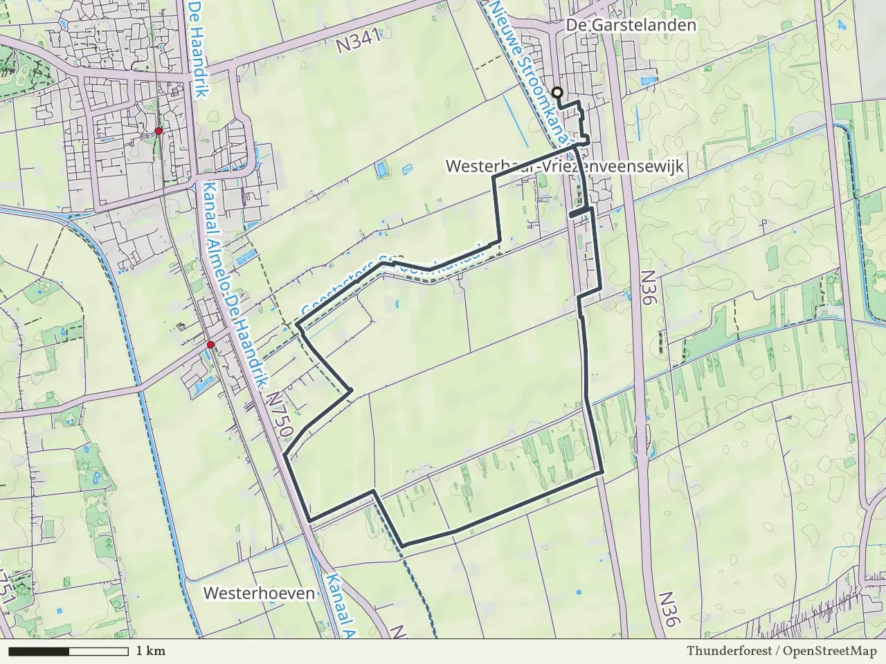 Paarse route vanaf Westerhaar-Vriezenveensewijk, Twenterand