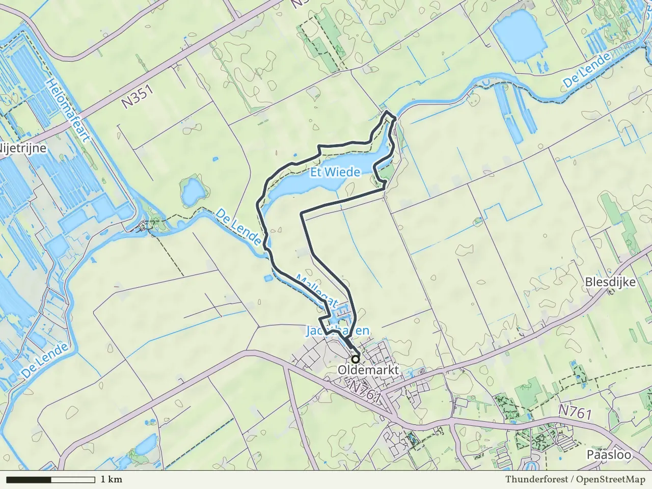 Oranje route vanaf Oldemarkt, Weerribben-Wieden