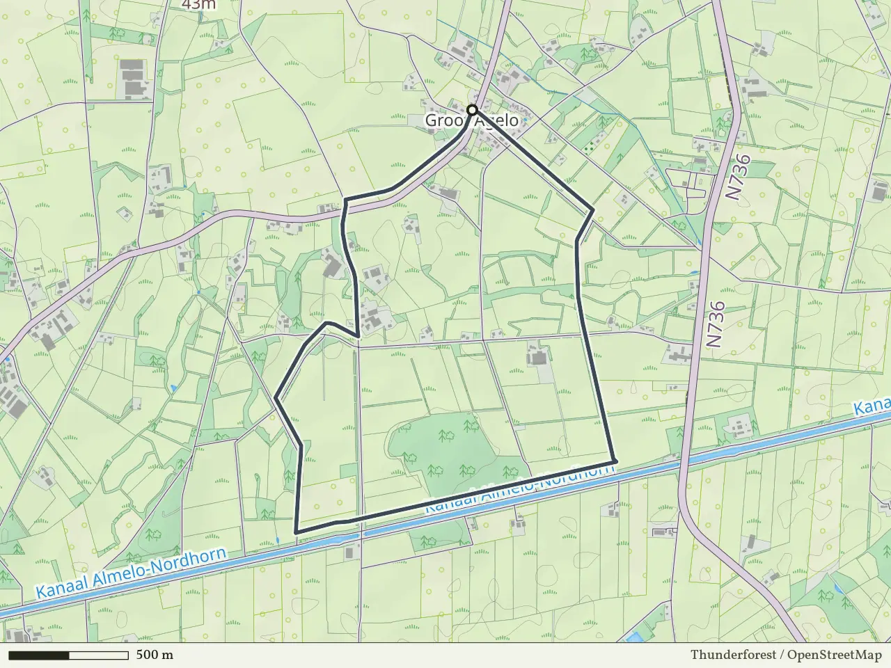 Rode route vanaf Groot Agelo, Agelo