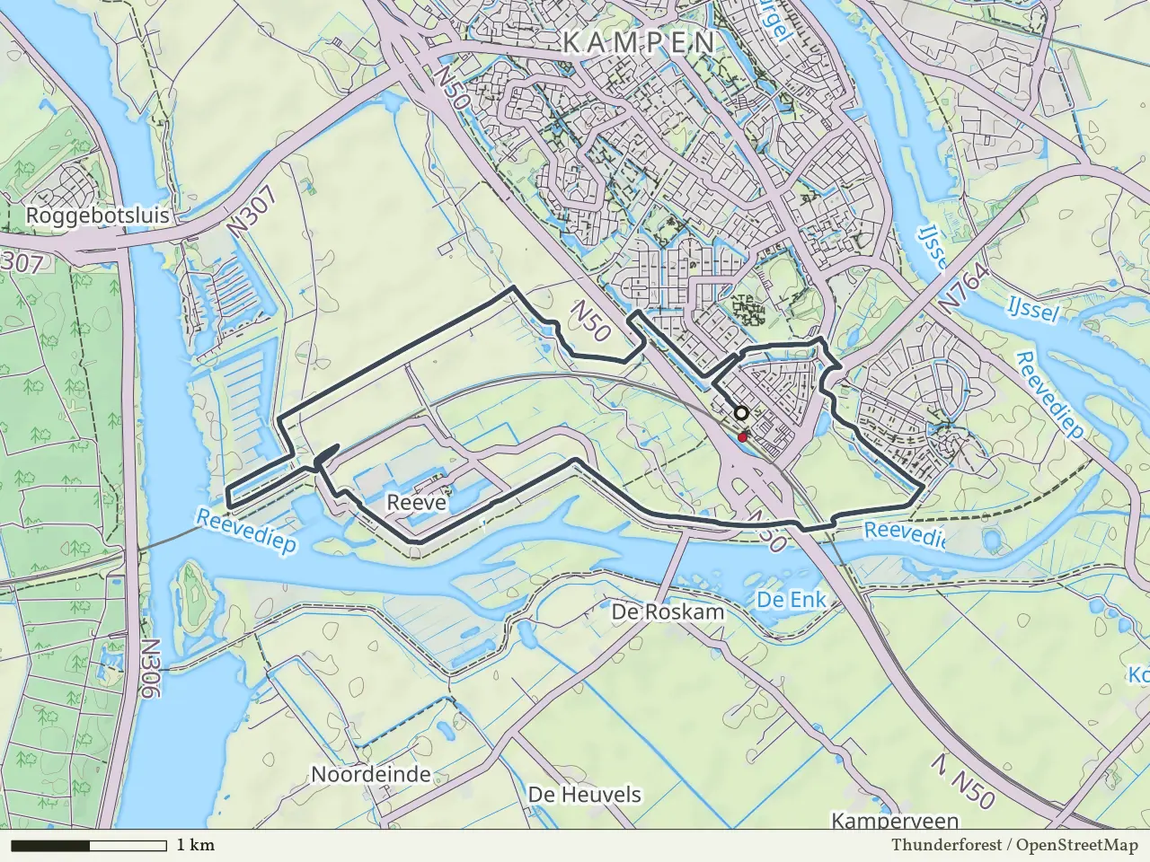 Gele route vanaf Kampen-Station Zuid, Kampen