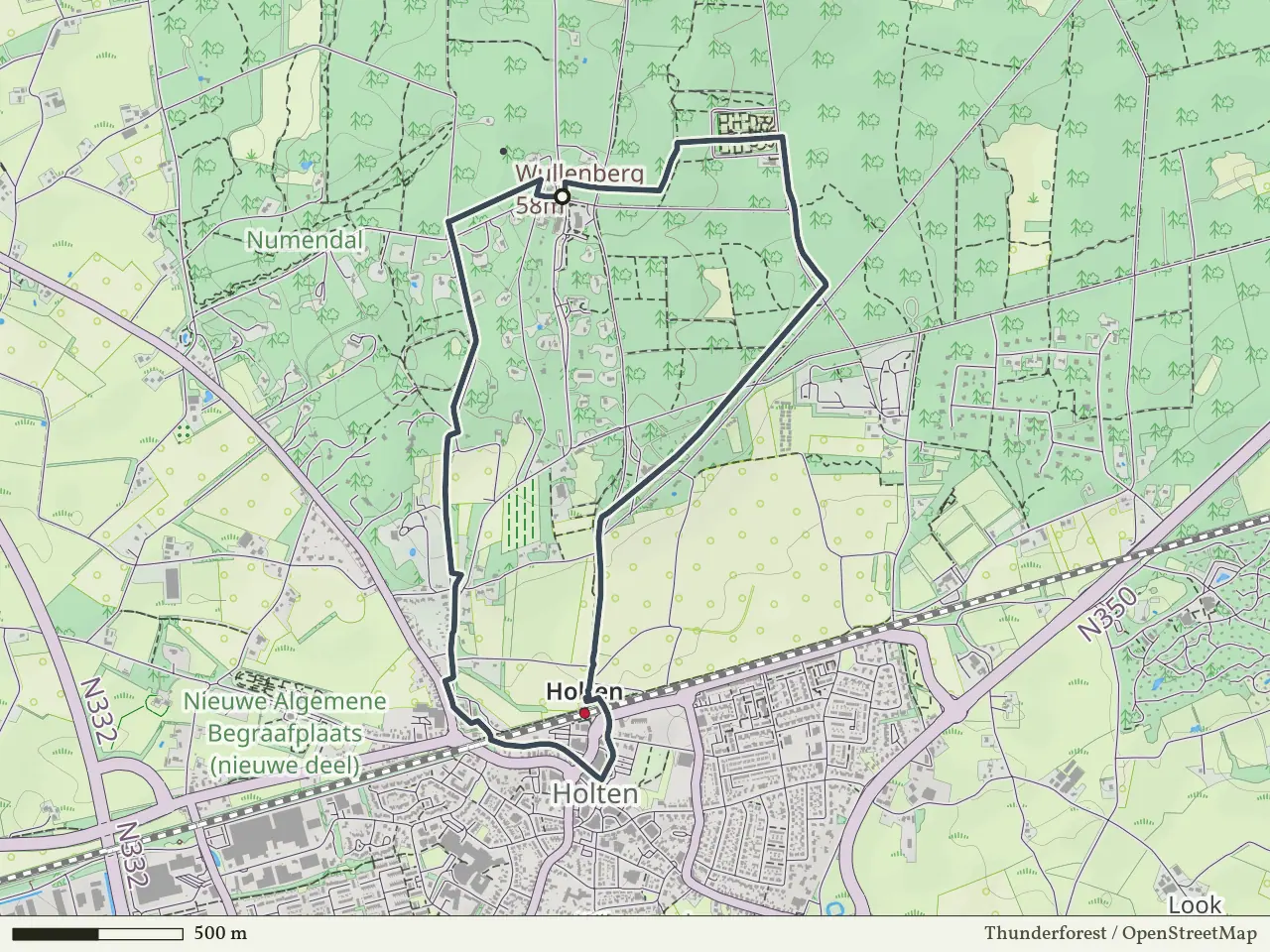 Paarse route vanaf Holterberg, Holten