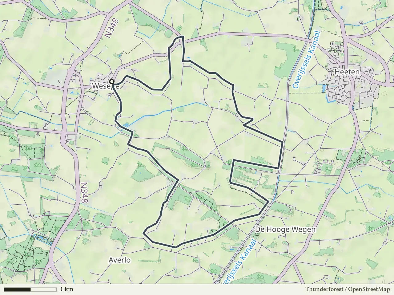 Paarse route vanaf Wesepe, Salland