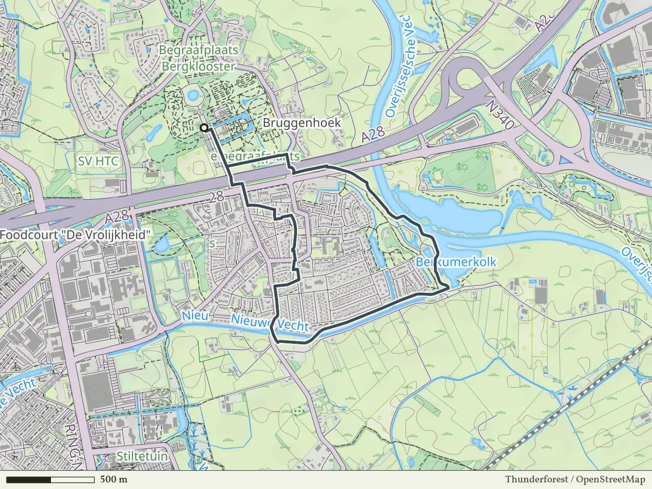 Rode route vanaf Berkum, Zwolle