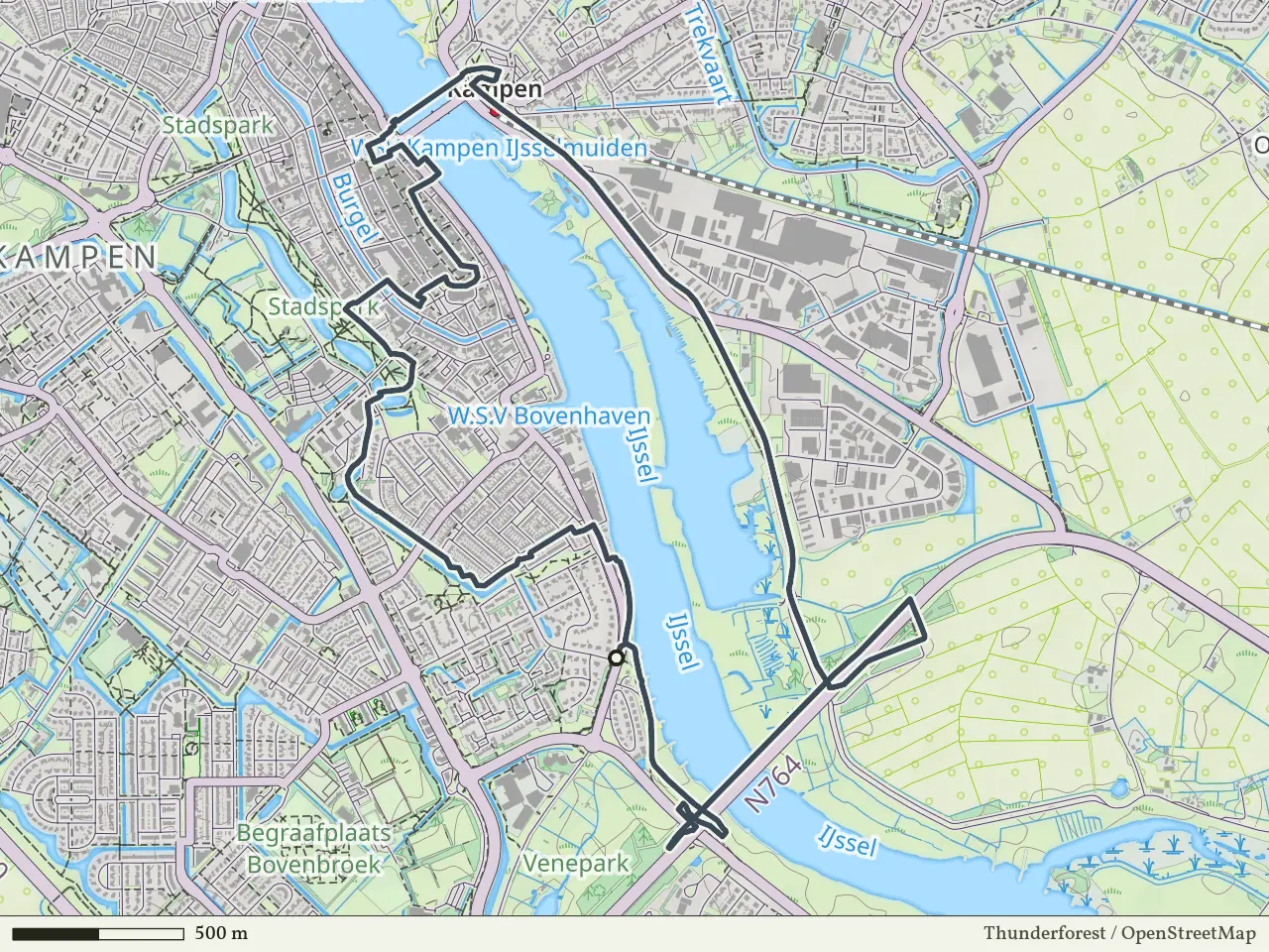 Gele route vanaf d'Olde Zwarver, Kampen