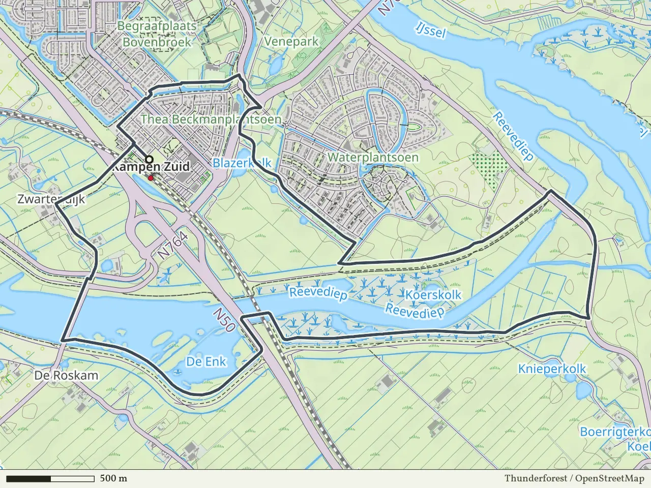 Groene route vanaf Kampen-Station Zuid, Kampen