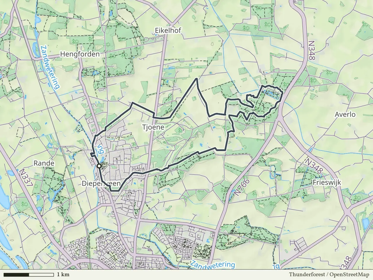 Paarse route vanaf Diepenveen, Salland
