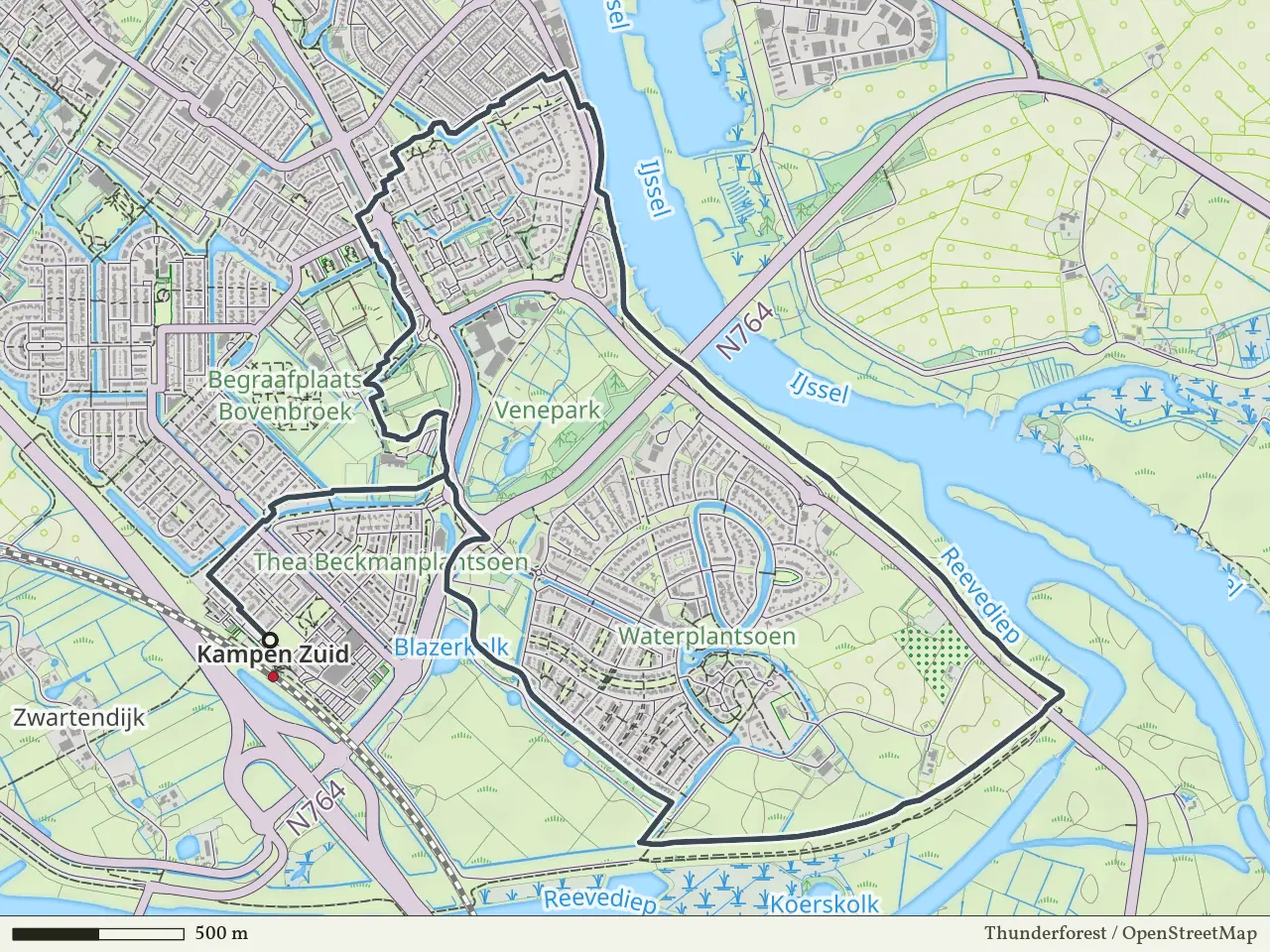 Paarse route vanaf Kampen-Station Zuid, Kampen