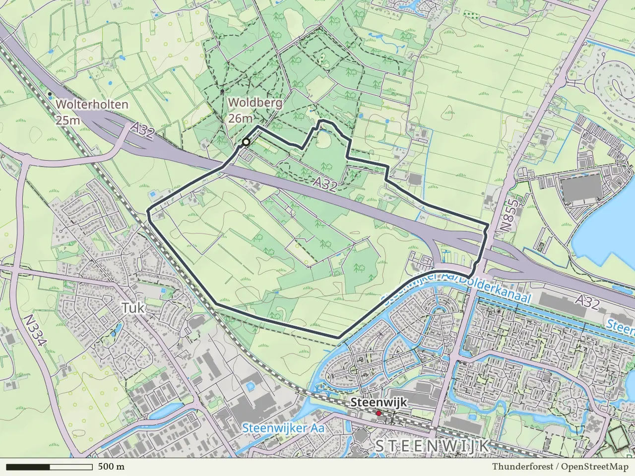 Groene route vanaf Woldberg, Tuk